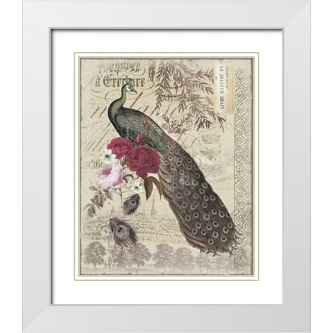 New Peacock 1 White Modern Wood Framed Art Print with Double Matting by Allen, Candace