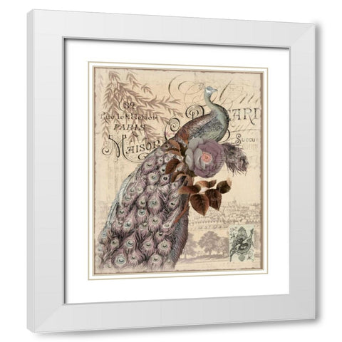 New Peacocks 2 White Modern Wood Framed Art Print with Double Matting by Allen, Candace
