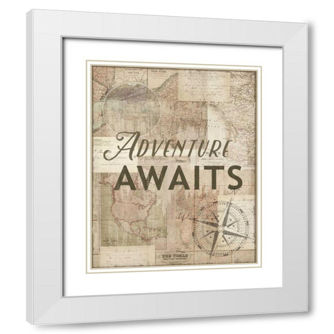 Adventure Awaits Recolor White Modern Wood Framed Art Print with Double Matting by Allen, Candace