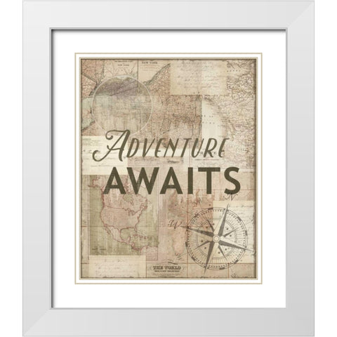 Adventure Awaits Recolor White Modern Wood Framed Art Print with Double Matting by Allen, Candace