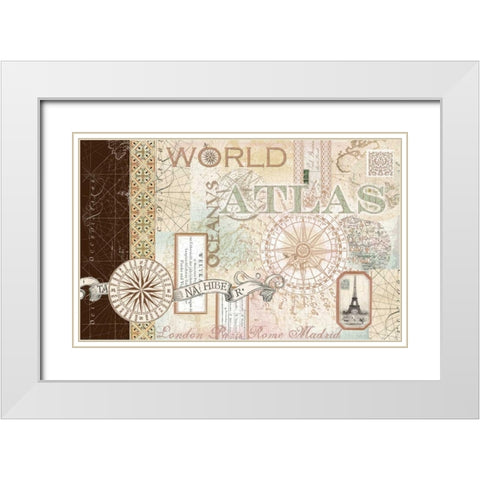 World Atlas 1 White Modern Wood Framed Art Print with Double Matting by Allen, Candace