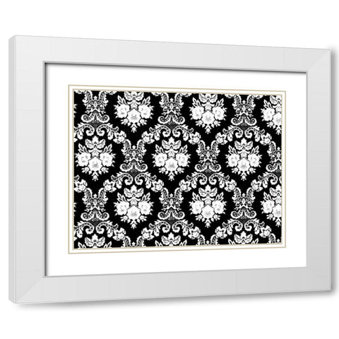 Damask White Modern Wood Framed Art Print with Double Matting by Allen, Candace