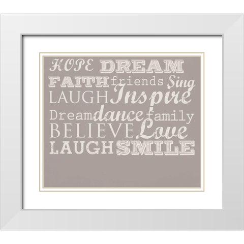 Taupe Inspire 1 LulaB White Modern Wood Framed Art Print with Double Matting by Allen, Candace