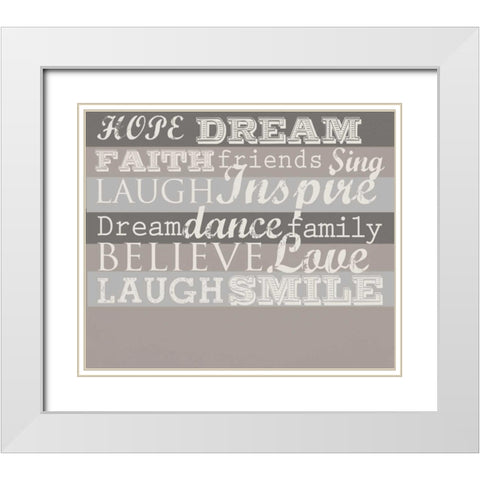 Taupe Inspire 2 LulaB White Modern Wood Framed Art Print with Double Matting by Allen, Candace