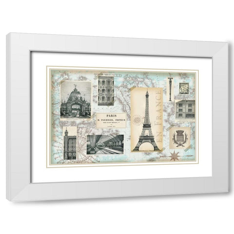 Paris Collage Global White Modern Wood Framed Art Print with Double Matting by Allen, Candace