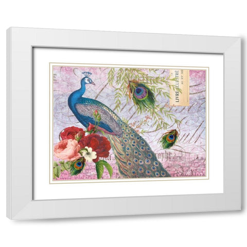 Peacock 112 Plum White Modern Wood Framed Art Print with Double Matting by Lula Bijoux and Company
