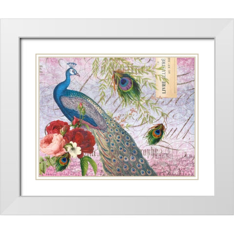 Peacock 112 Plum White Modern Wood Framed Art Print with Double Matting by Lula Bijoux and Company