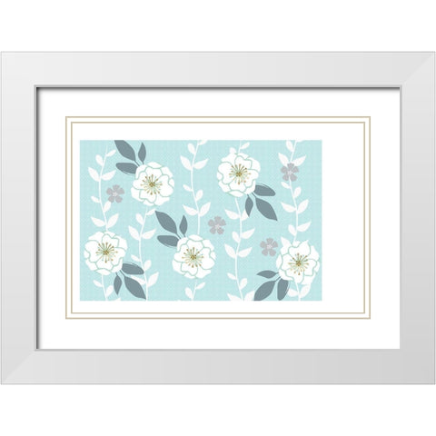 Folksy Floral White Modern Wood Framed Art Print with Double Matting by Allen, Candace