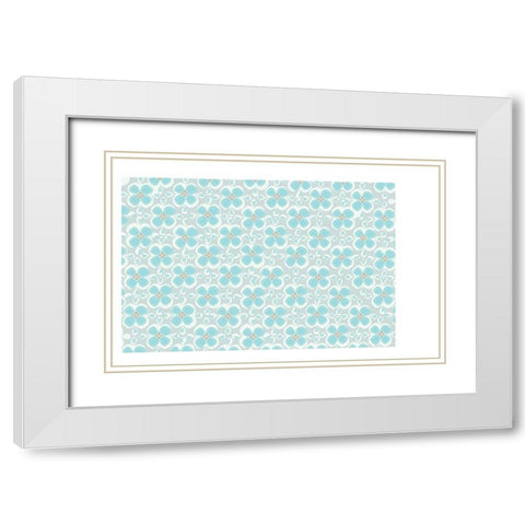 Folksy Florals BlueGrey Coordinate White Modern Wood Framed Art Print with Double Matting by Allen, Candace