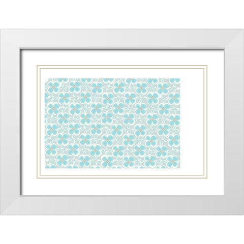 Folksy Florals BlueGrey Coordinate White Modern Wood Framed Art Print with Double Matting by Allen, Candace