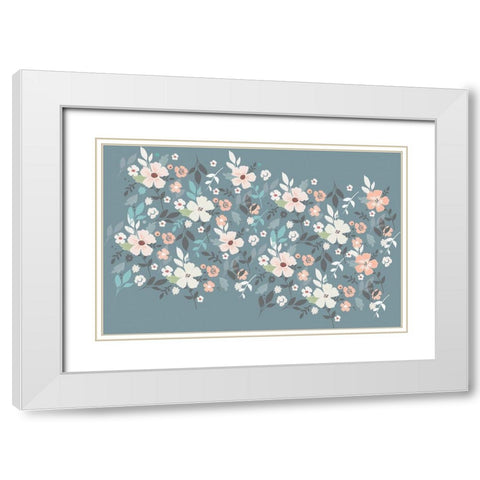 Folksy Flora Grey Floral Scatter White Modern Wood Framed Art Print with Double Matting by Allen, Candace