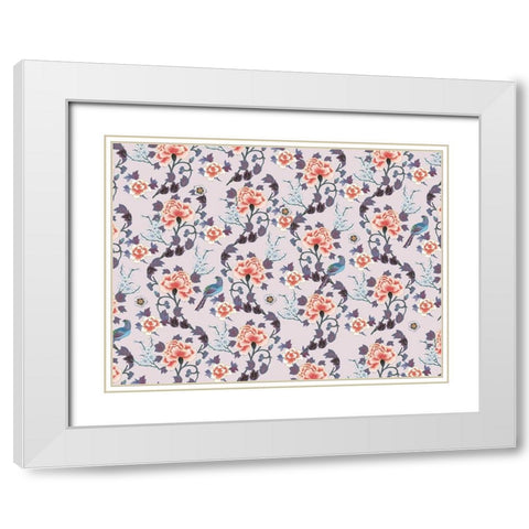 Kimono Quilt Floral 1 White Modern Wood Framed Art Print with Double Matting by Allen, Candace