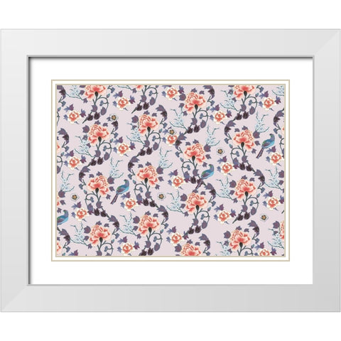 Kimono Quilt Floral 1 White Modern Wood Framed Art Print with Double Matting by Allen, Candace