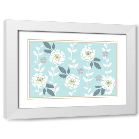 Folksy Floral Light White Modern Wood Framed Art Print with Double Matting by Allen, Candace
