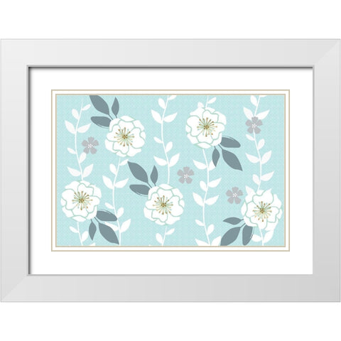 Folksy Floral Light White Modern Wood Framed Art Print with Double Matting by Allen, Candace