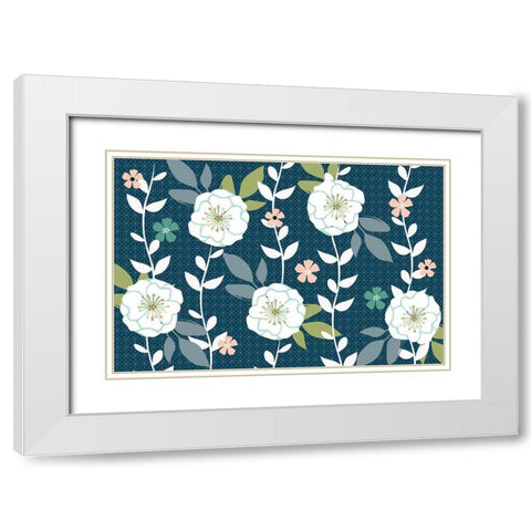 Folksy Floral Dark White Modern Wood Framed Art Print with Double Matting by Allen, Candace