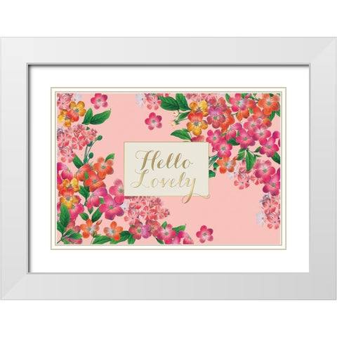 Pretty Floral on Pink White Modern Wood Framed Art Print with Double Matting by Allen, Candace