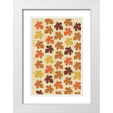Welcome Fall Leaves Swirl 2 White Modern Wood Framed Art Print with Double Matting by Allen, Candace