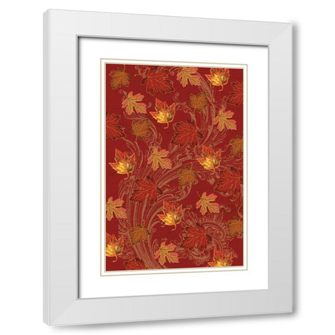 Welcome Fall Leaves Swirl 2 White Modern Wood Framed Art Print with Double Matting by Allen, Candace