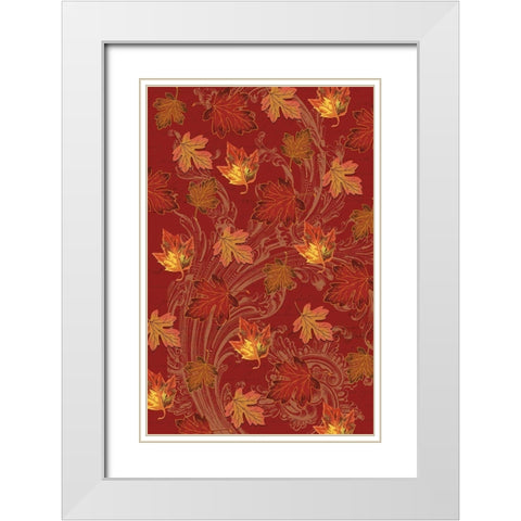 Welcome Fall Leaves Swirl 2 White Modern Wood Framed Art Print with Double Matting by Allen, Candace