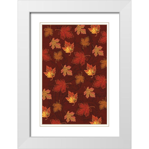 Welcome Fall Leaves Swirl 3 White Modern Wood Framed Art Print with Double Matting by Allen, Candace