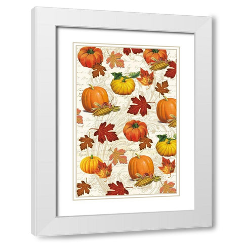 Welcome Fall Pumpkins 1 White Modern Wood Framed Art Print with Double Matting by Allen, Candace