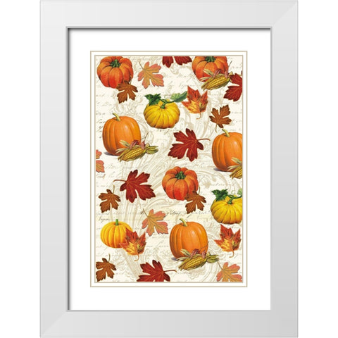 Welcome Fall Pumpkins 1 White Modern Wood Framed Art Print with Double Matting by Allen, Candace