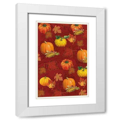 Welcome Fall Pumpkins 2 White Modern Wood Framed Art Print with Double Matting by Allen, Candace
