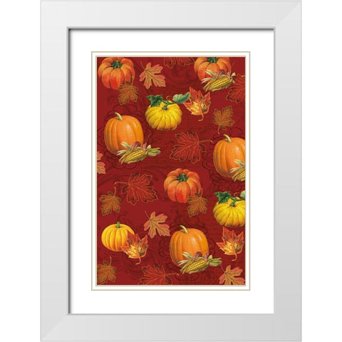 Welcome Fall Pumpkins 2 White Modern Wood Framed Art Print with Double Matting by Allen, Candace