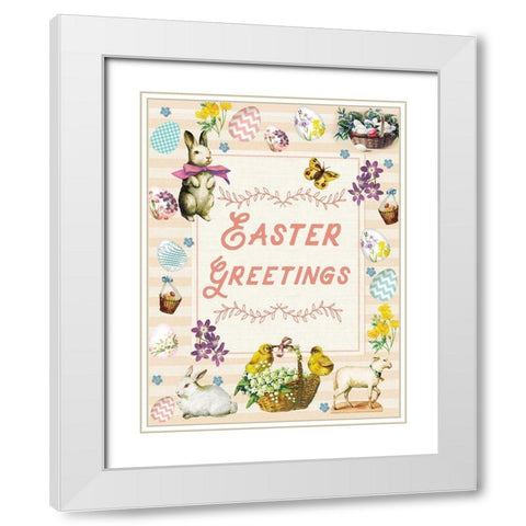 Easter Greetings Main White Modern Wood Framed Art Print with Double Matting by Lula Bijoux and Company