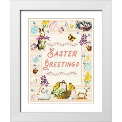 Easter Greetings Main White Modern Wood Framed Art Print with Double Matting by Lula Bijoux and Company