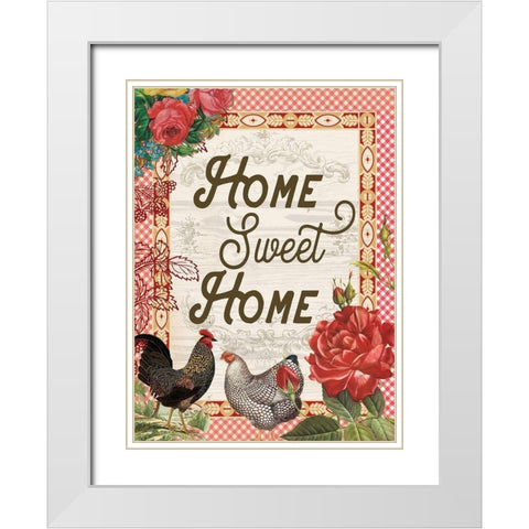 Home Sweet Home White Modern Wood Framed Art Print with Double Matting by Lula Bijoux and Company