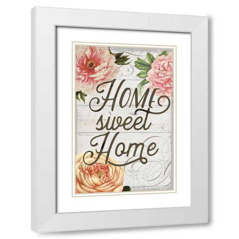 Home Sweet Home Flag White Modern Wood Framed Art Print with Double Matting by Lula Bijoux and Company