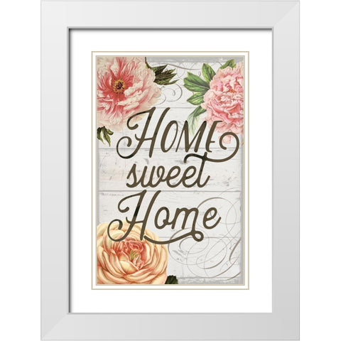 Home Sweet Home Flag White Modern Wood Framed Art Print with Double Matting by Lula Bijoux and Company
