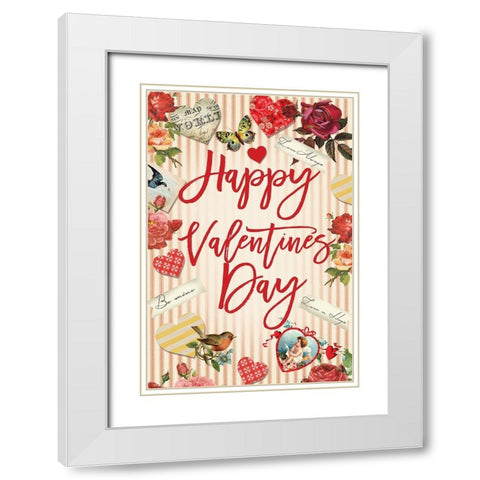 Valentine Flag 2 White Modern Wood Framed Art Print with Double Matting by Lula Bijoux and Company