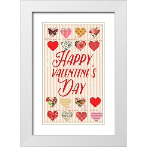 Valentine Flag 3 White Modern Wood Framed Art Print with Double Matting by Lula Bijoux and Company
