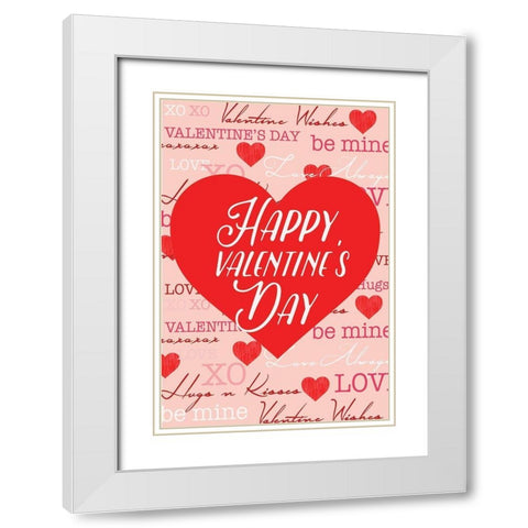 Valentine Flag 4 White Modern Wood Framed Art Print with Double Matting by Lula Bijoux and Company