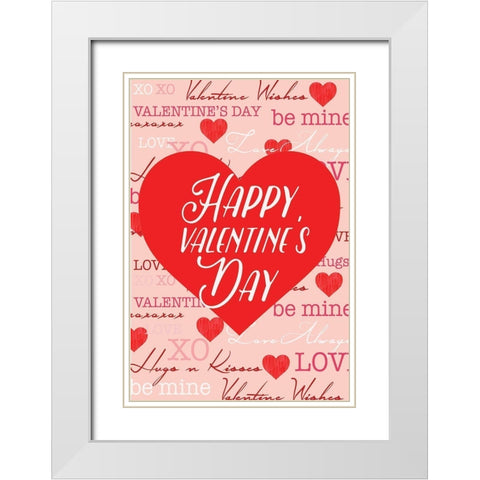 Valentine Flag 4 White Modern Wood Framed Art Print with Double Matting by Lula Bijoux and Company