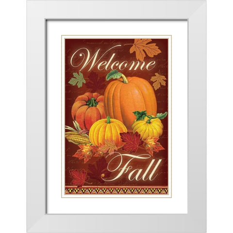 Welcome Fall White Modern Wood Framed Art Print with Double Matting by Lula Bijoux and Company