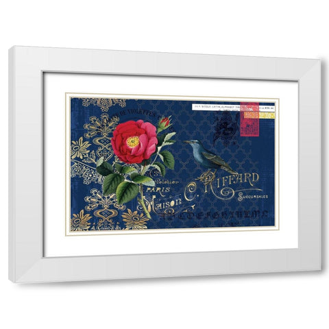 Botanical Birds White Modern Wood Framed Art Print with Double Matting by Lula Bijoux and Company