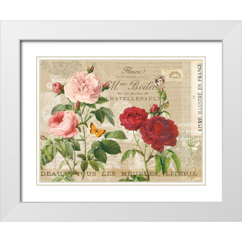 Garden Botanical Taupe White Modern Wood Framed Art Print with Double Matting by Lula Bijoux and Company