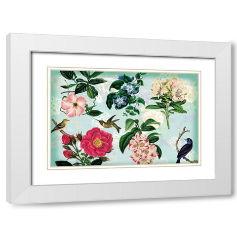 Spring Vintage Botanica 1 White Modern Wood Framed Art Print with Double Matting by Lula Bijoux and Company