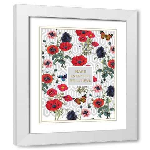Bright Poppy Inspiration 1 White Modern Wood Framed Art Print with Double Matting by Lula Bijoux and Company