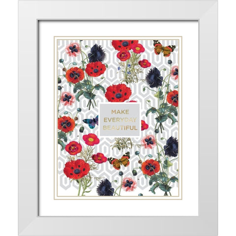 Bright Poppy Inspiration 1 White Modern Wood Framed Art Print with Double Matting by Lula Bijoux and Company
