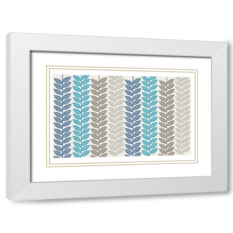 Vine Leaves 1 White Modern Wood Framed Art Print with Double Matting by Lula Bijoux and Company