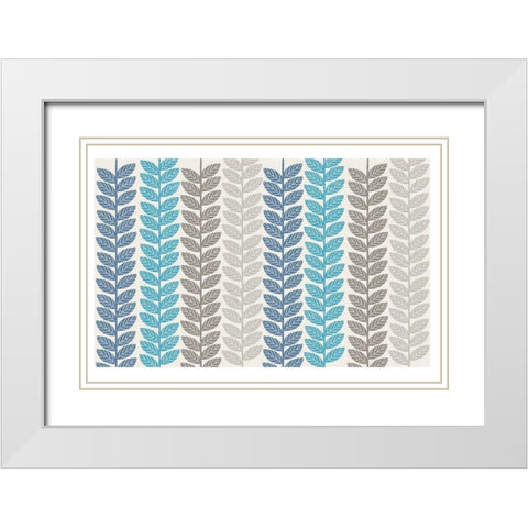 Vine Leaves 1 White Modern Wood Framed Art Print with Double Matting by Lula Bijoux and Company
