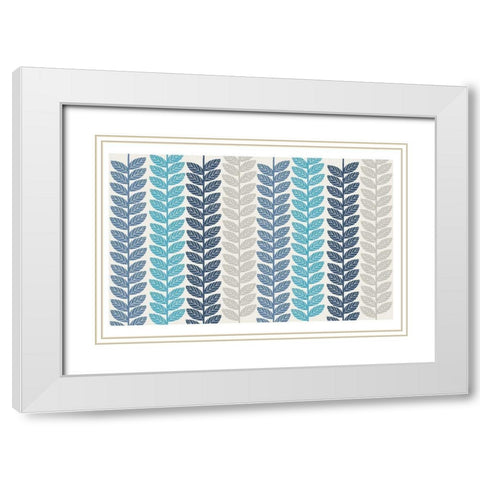 Vine Leaves 2 White Modern Wood Framed Art Print with Double Matting by Lula Bijoux and Company