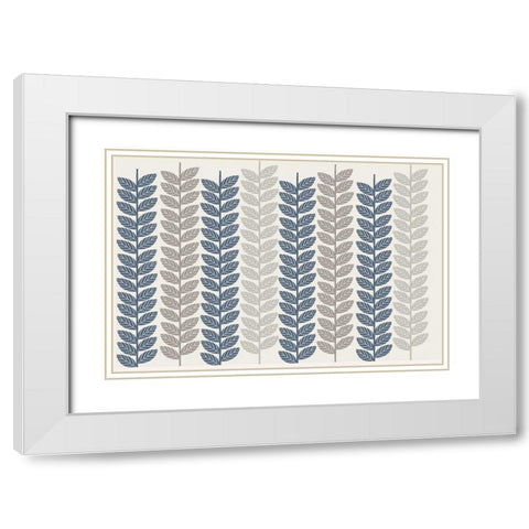 Vine Leaves 3 White Modern Wood Framed Art Print with Double Matting by Lula Bijoux and Company