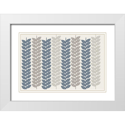 Vine Leaves 3 White Modern Wood Framed Art Print with Double Matting by Lula Bijoux and Company