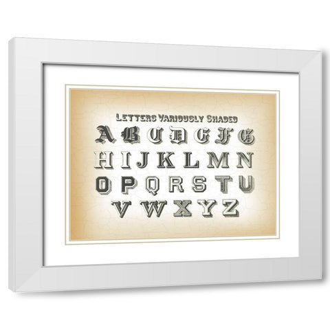 Vintage Alphabet White Modern Wood Framed Art Print with Double Matting by Lula Bijoux and Company